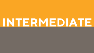 Orange and Grey half and half background with the word Intermediate at the half way mark